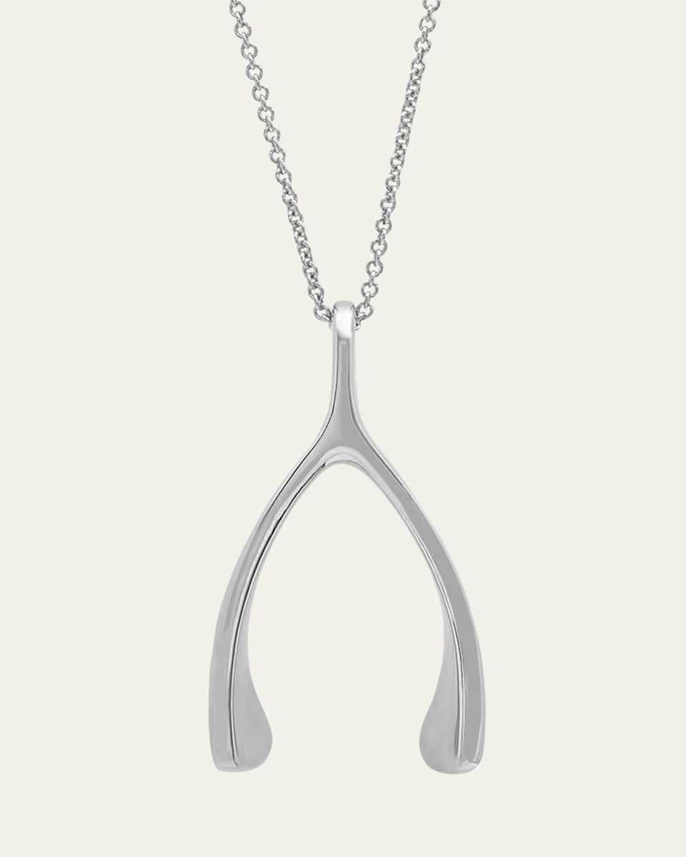 Wishbone Necklace in 18K White Gold
